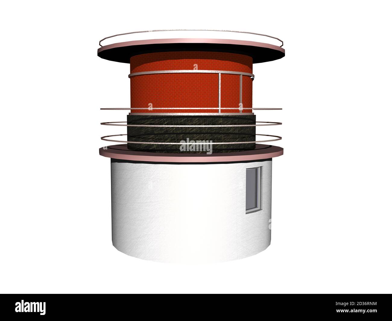 tour ronde avec toit plat et rambardes en métal Banque D'Images