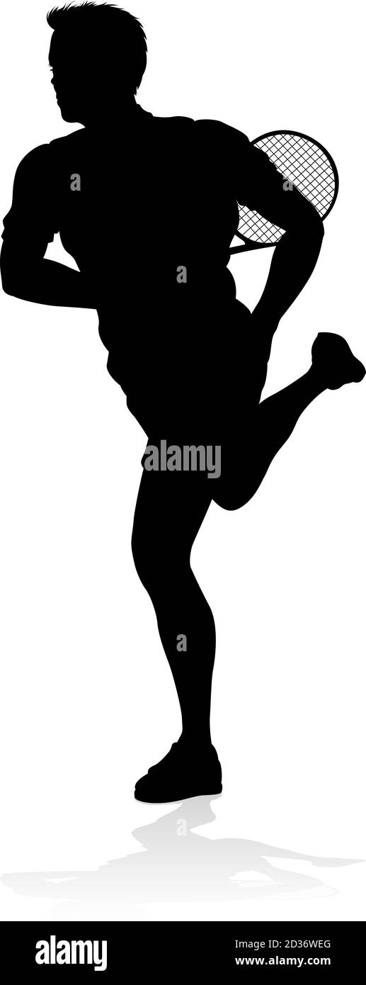 Tennis Player Man Sports Person Silhouette Illustration de Vecteur