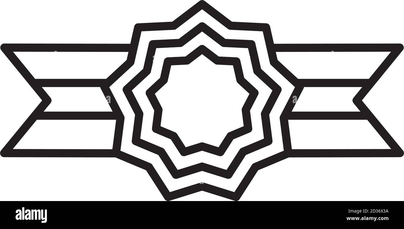 ruban décoratif et cachet sur fond blanc, style de ligne, illustration vectorielle Illustration de Vecteur