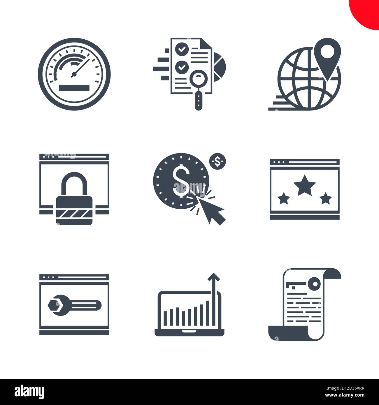 Jeu d'icônes SEO et d'opimisation Web Illustration de Vecteur