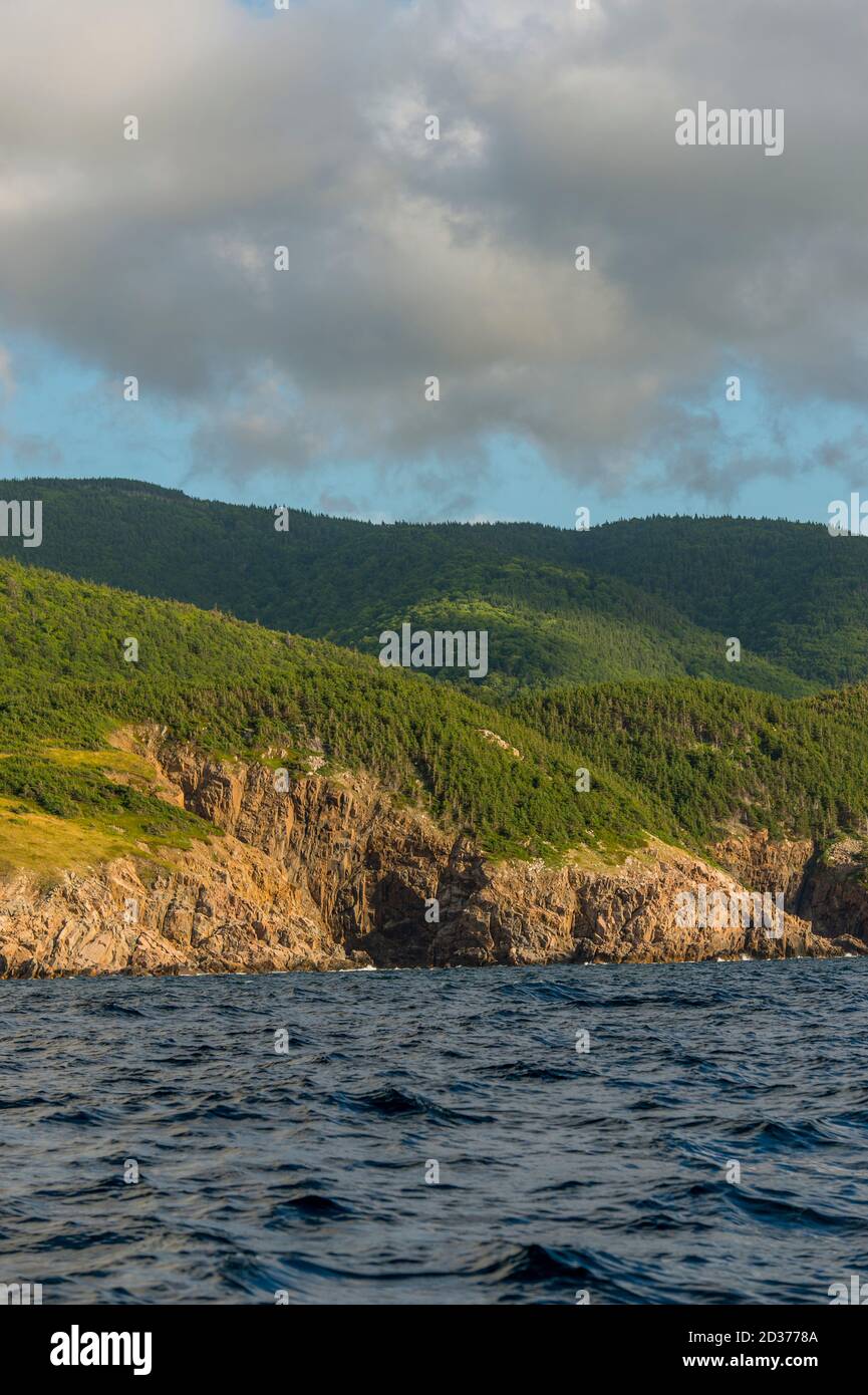 Vue sur la côte ouest de l'île du Cap-Breton près de Pleasant Bay, Nouvelle-Écosse, Canada. Banque D'Images