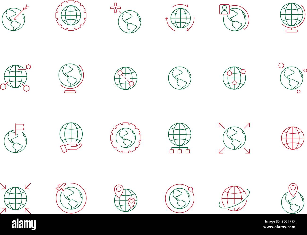 Symboles du globe. Symboles de la terre du monde du voyage carte vecteur icônes de couleur professionnelle Illustration de Vecteur