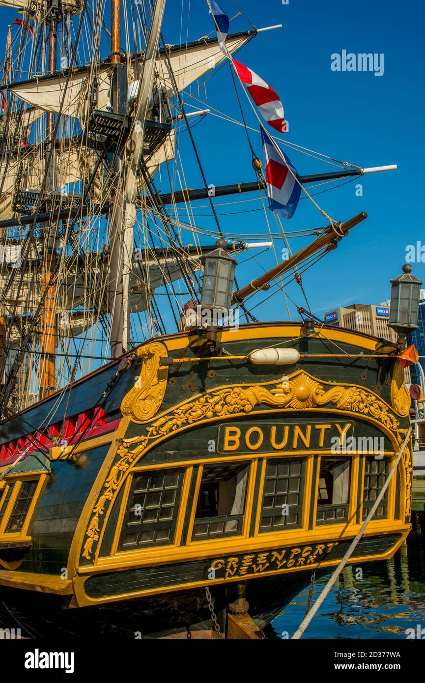 Le HMS Bounty a été construit comme un prop de cinéma en 1960 pour la sortie de la mutinerie MGM en 1962 sur le Bounty, Tall ship festival dans le port de Halifax, Nova S. Banque D'Images