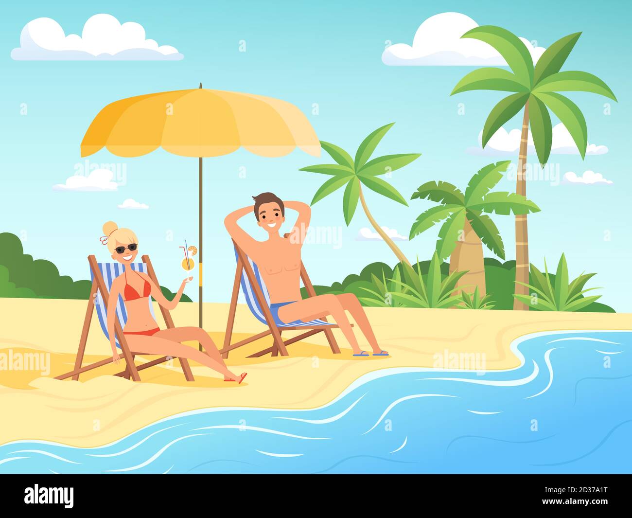Caracteres D Ete Homme Et Femme Ont Un Repos Sur La Plage Dessin Anime Fond De Mer Vecteur De Vacances D Ete Image Vectorielle Stock Alamy Caracteres D Ete Homme Et Femme Ont Un Repos Sur La Plage Dessin Anime Fond De Mer Vecteur De Vacances D Ete Image Vectorielle Stock Alamy