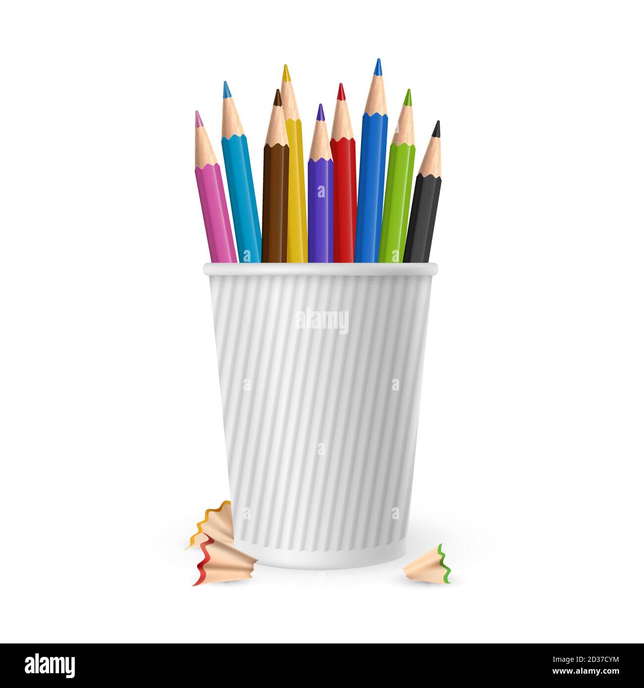 Crayons de couleur vectoriels réalistes en verre isolés sur fond blanc Illustration de Vecteur