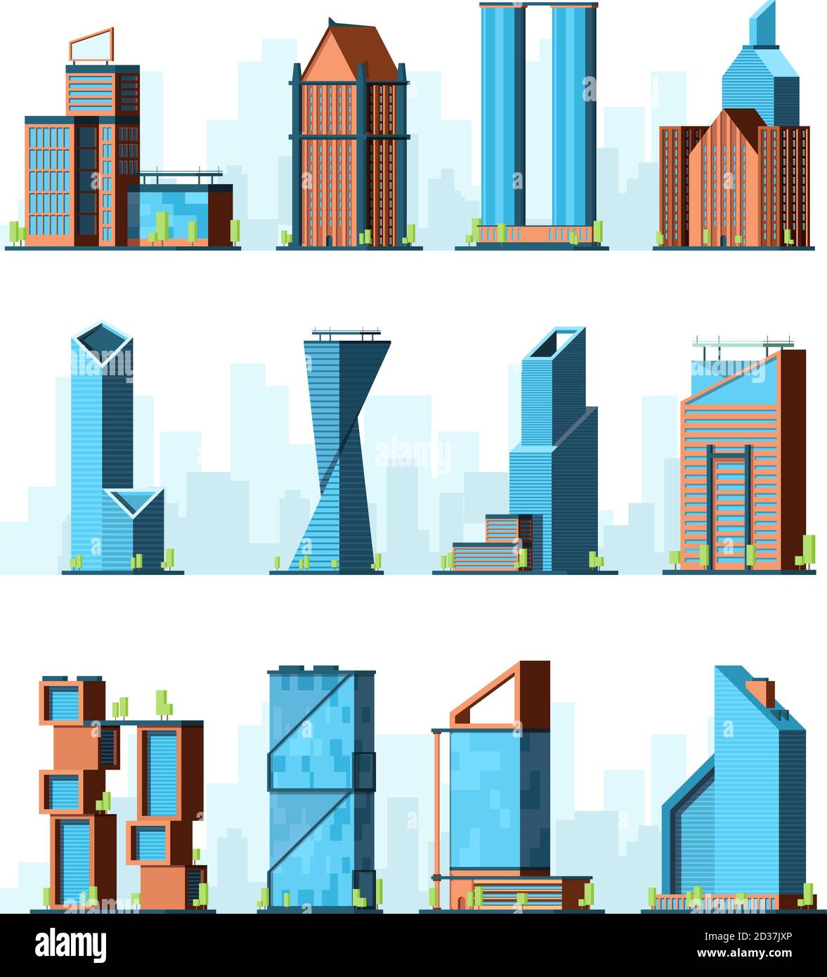 Gratte-ciels urbains. Bâtiments modernes de bureau entreprise centre ville de construction vectorielle Illustration de Vecteur