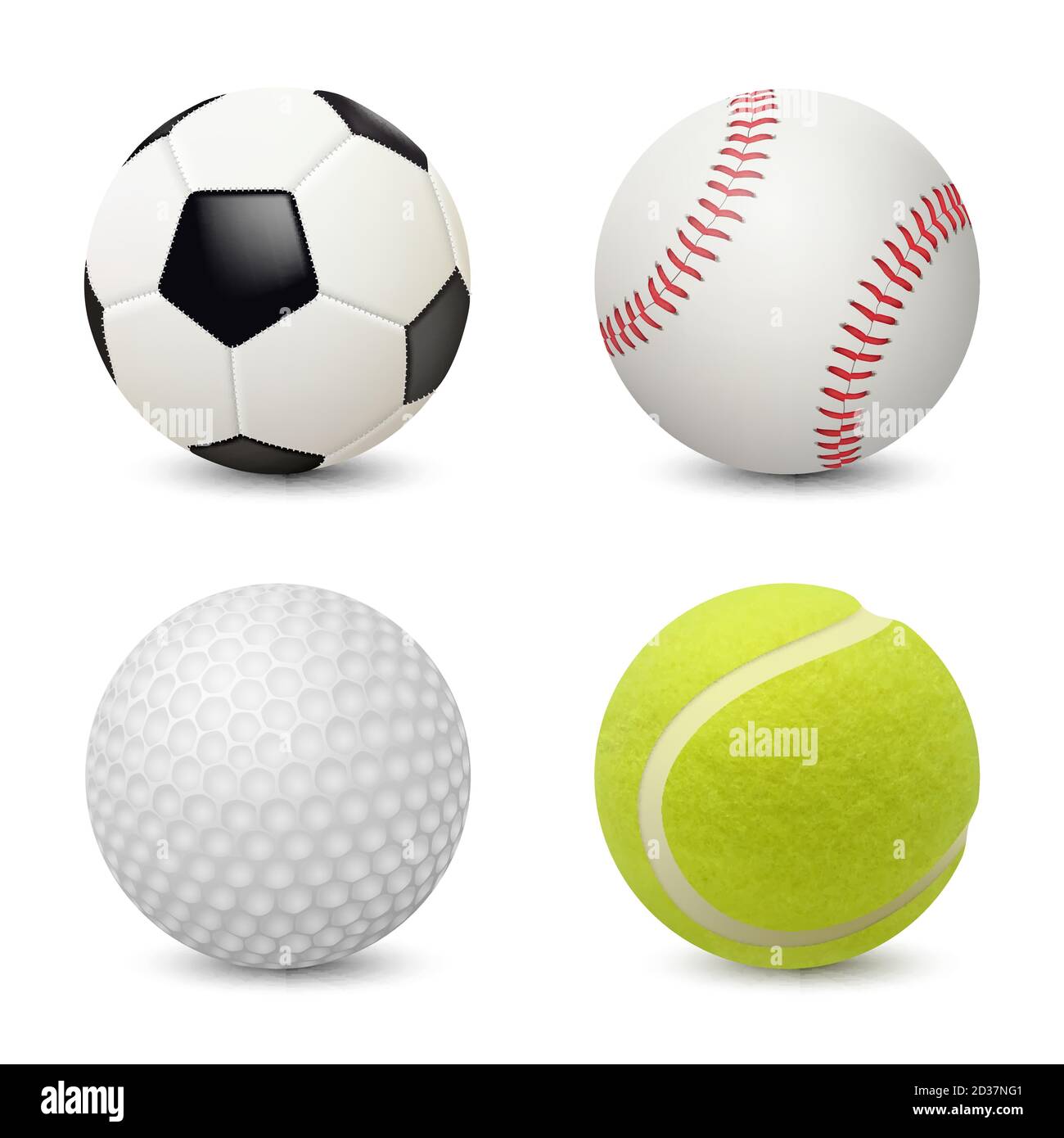 Balles de sport. Baseball football tennis golf vecteur matériel de sport réaliste Illustration de Vecteur