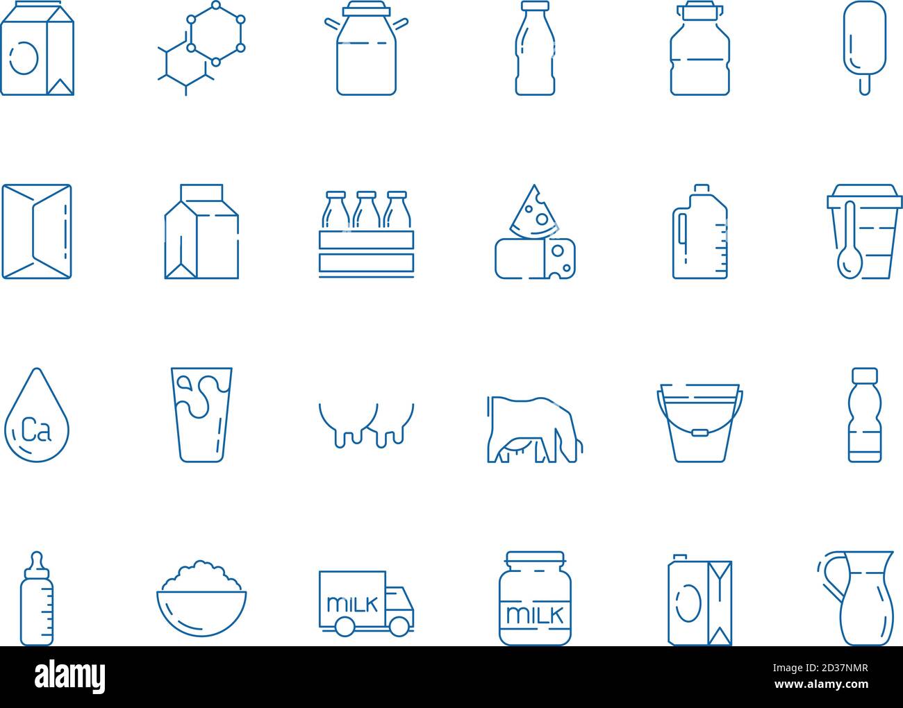 Icônes de lait. Bocaux à bouteilles contenants en plastique avec produits agricoles fromages yogourt crème glacée lait vecteur symboles de lait Illustration de Vecteur