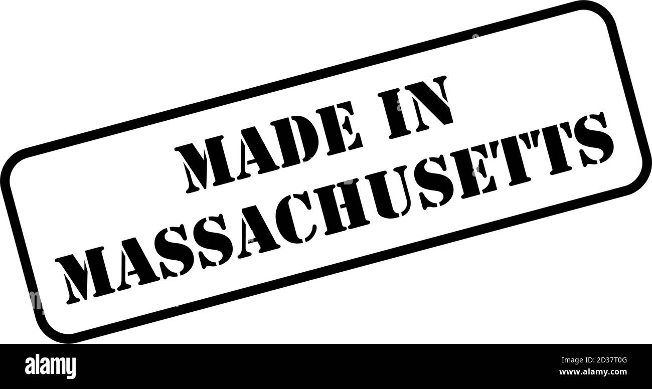 Fabriqué dans le Massachusetts signe d'état en caoutchouc cachet style vecteur Illustration de Vecteur