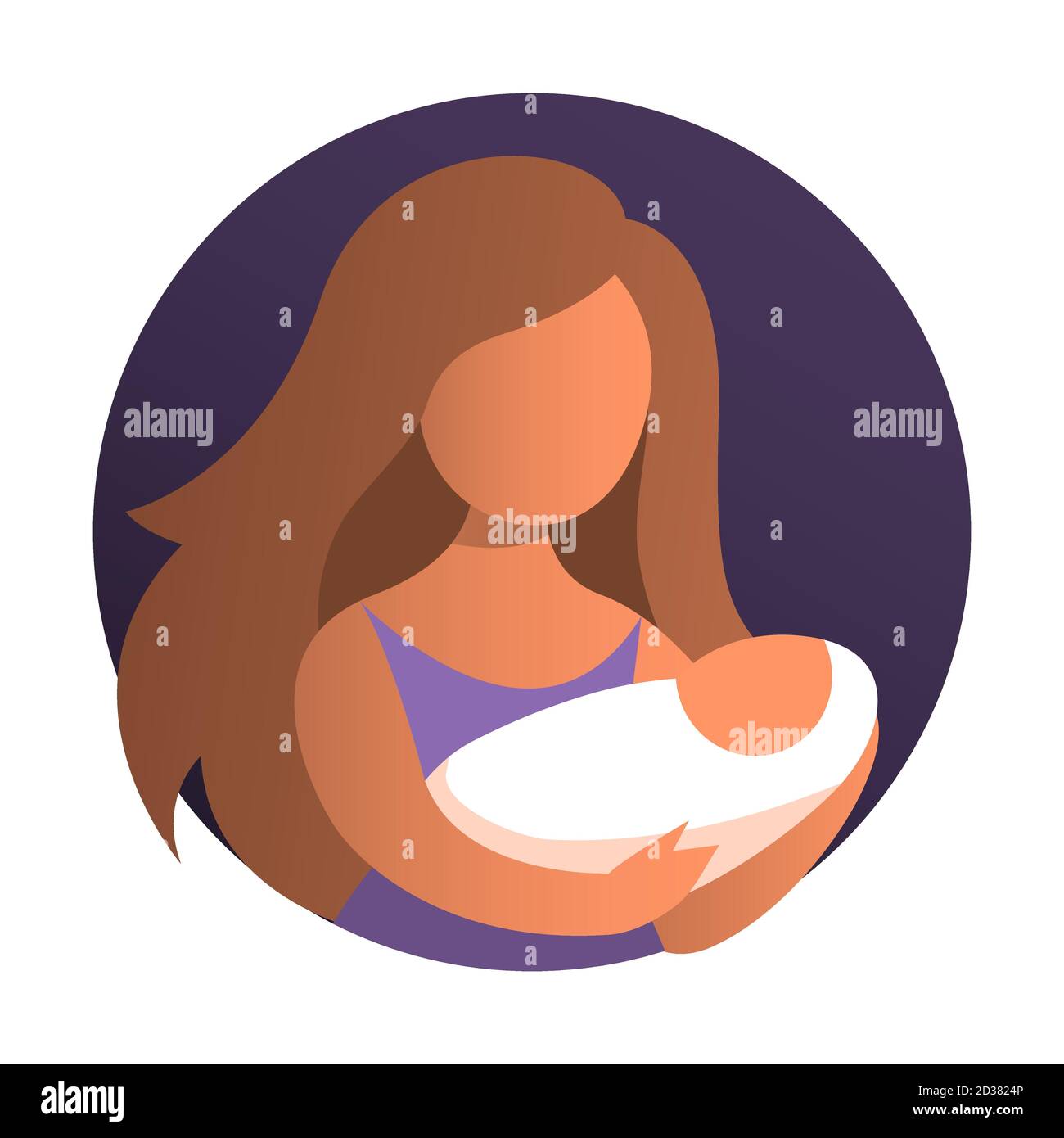 Portrait de la mère et du bébé. Silhouette d'une belle femme avec un bébé dans ses bras. Illustration vectorielle isolée. Illustration de Vecteur