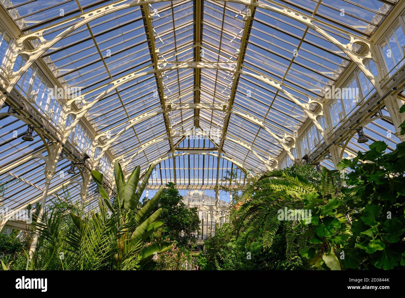 La maison Temperate dans les jardins botaniques royaux, Kew, la plus grande des célèbres serres de verre victoriennes. Banque D'Images