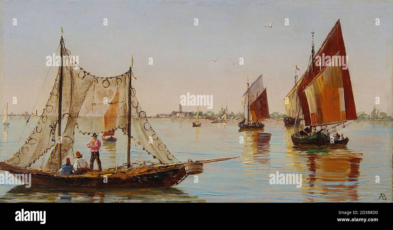 brandeis, antonietta - pêcheurs sur la lagune vénitienne (lagune du Nord, Venise à partir d'un endroit près d'Isola di Sant'Erarmo) - 15206635464 574e1ef96d o Banque D'Images