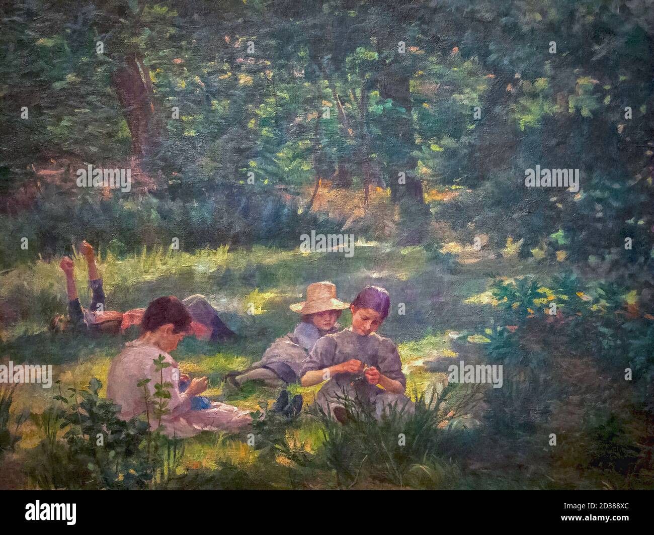 Kobilca Ivana - enfants dans l'herbe - République tchèque Et l'école de Slovaquie - 19e siècle Banque D'Images