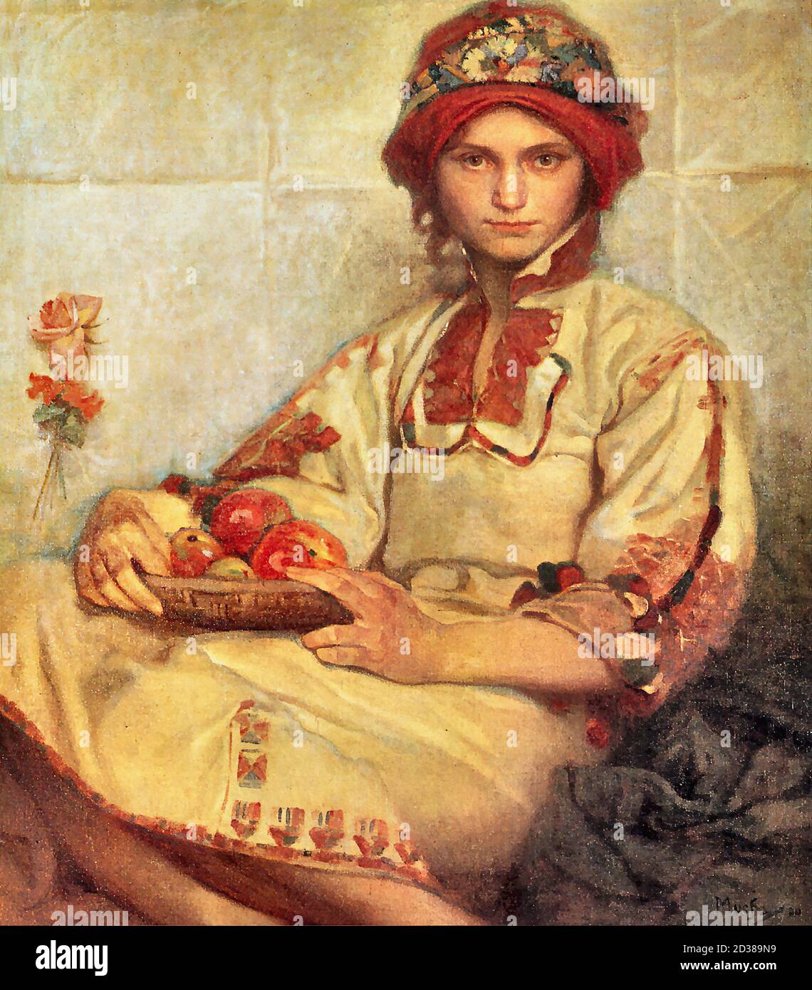 Mucha Alphonse Maria - Croate femme avec pommes - Tchèque École de République et de Slovaquie - 19e siècle Banque D'Images