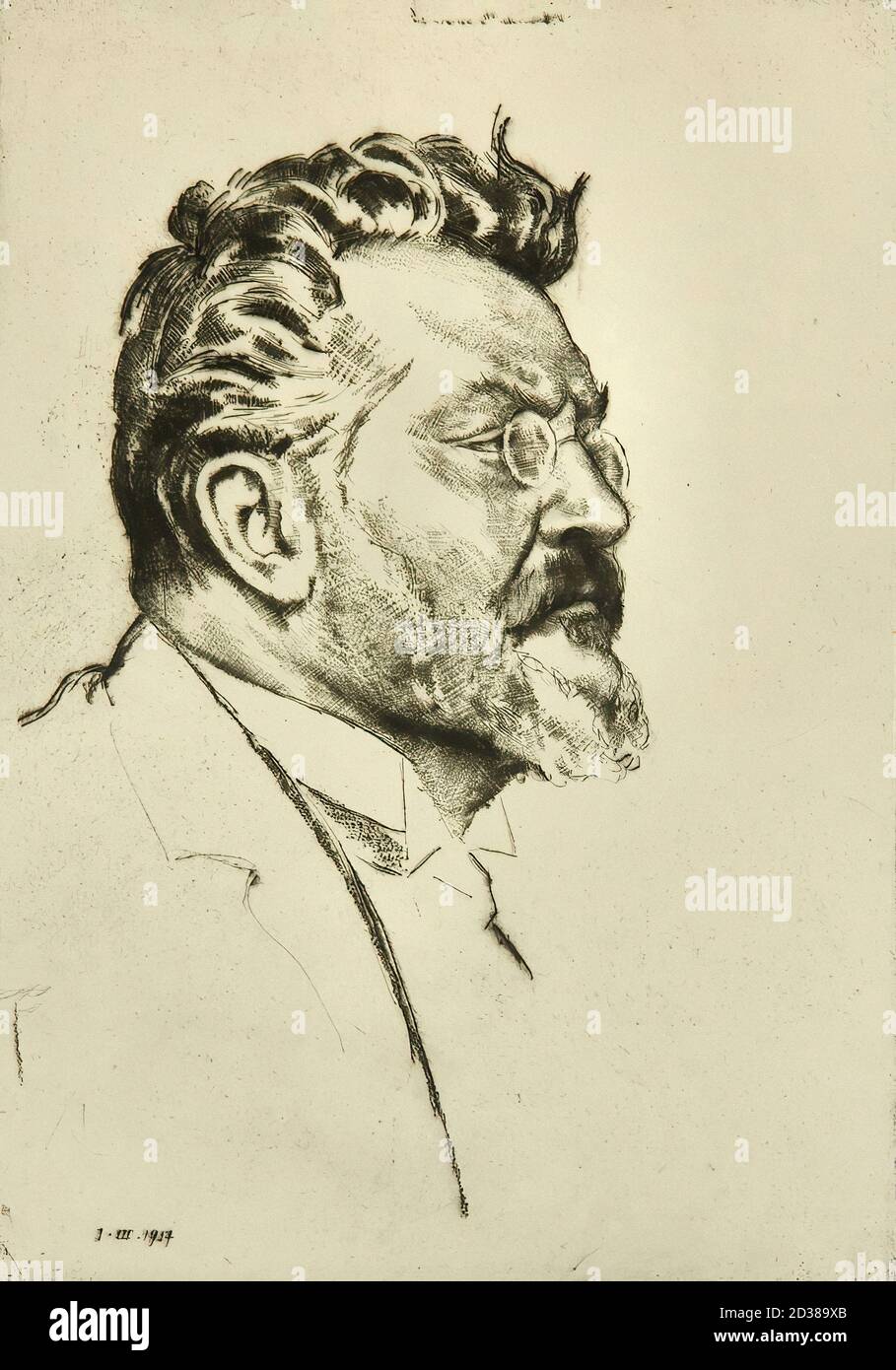 Orlik Emil - Portrait de Max Slevogt - République Tchèque Et l'école de Slovaquie - 19e siècle Banque D'Images