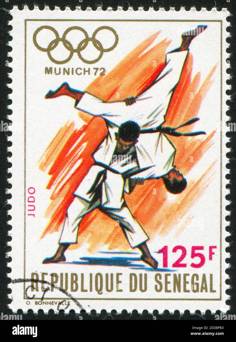 SÉNÉGAL - VERS 1972: Timbre imprimé par le Sénégal, montre Judo, vers 1972 Banque D'Images