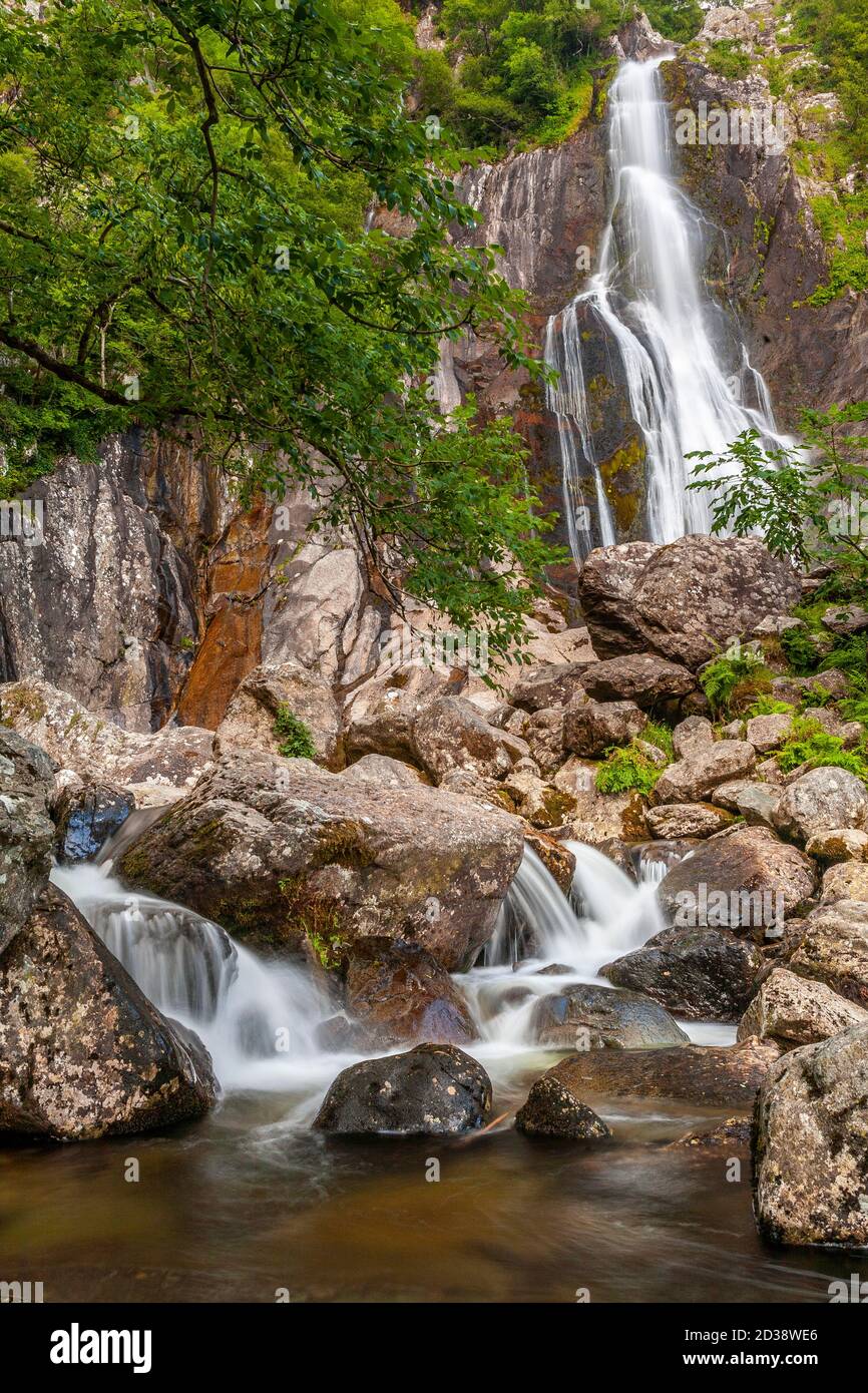Chute d'eau d'Aber Falls, Snowdonia, pays de Galles du Nord Banque D'Images