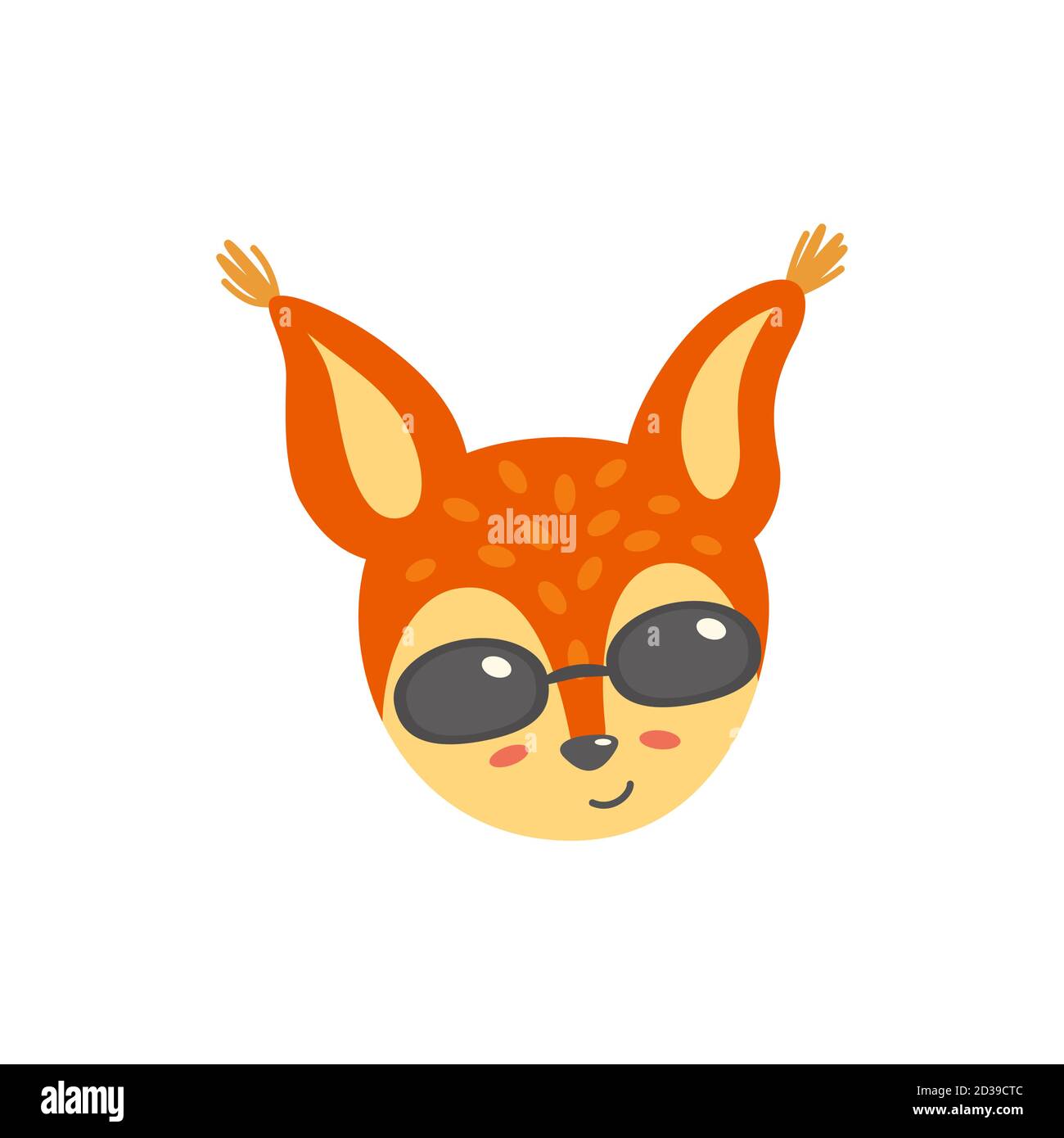 Tête d'écureuil en lunettes de soleil. Émoticone satisfait. Illustration vectorielle de l'écureuil dans un style plat Illustration de Vecteur