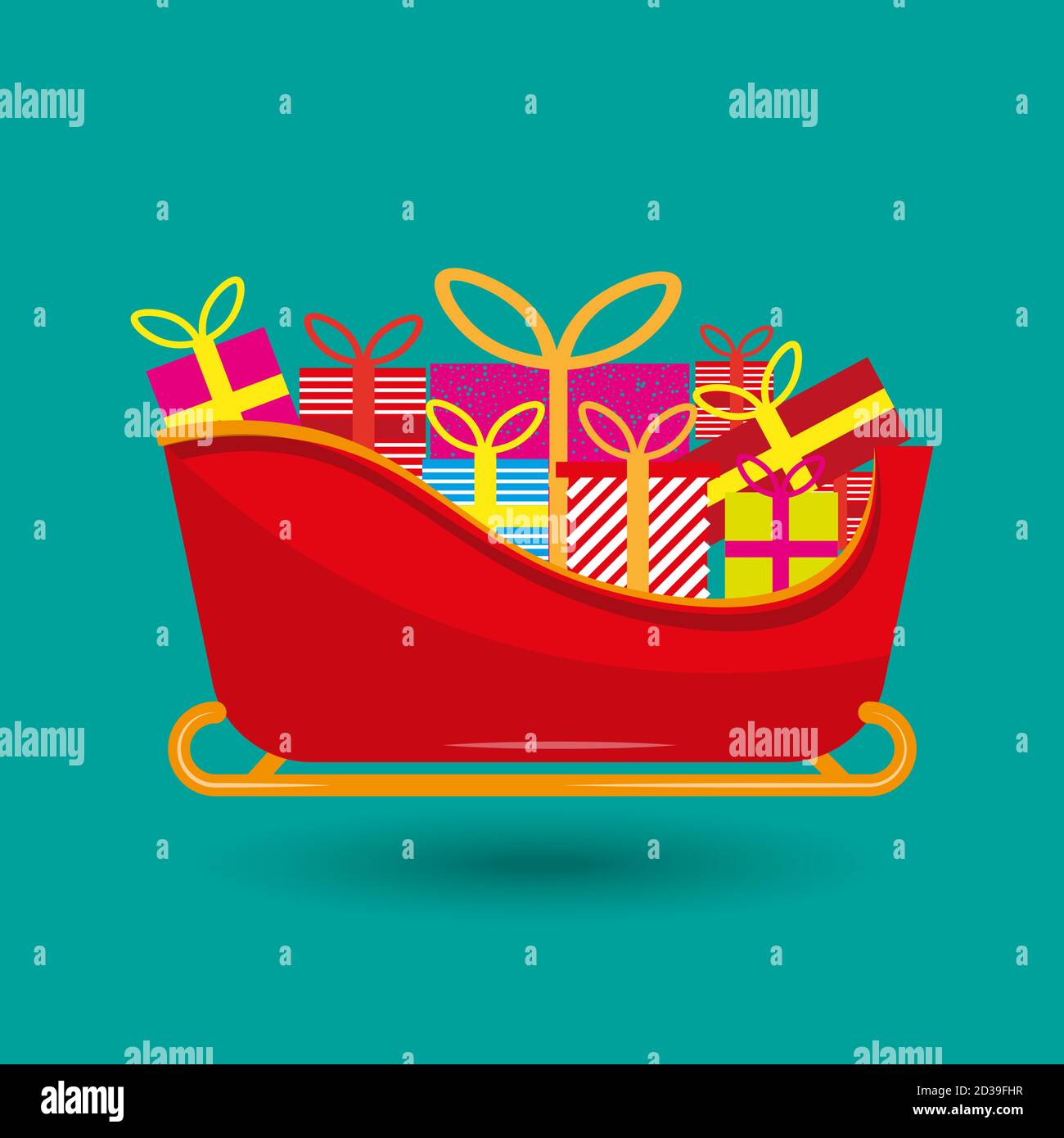 Illustration vectorielle Santa Sleigh sur fond vert Illustration de Vecteur