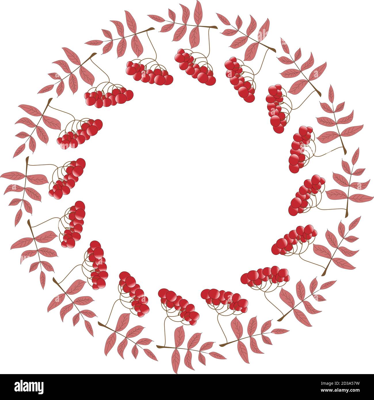 Cadre naturel rond de branches et de viburnum rouge et rowan baies Illustration de Vecteur