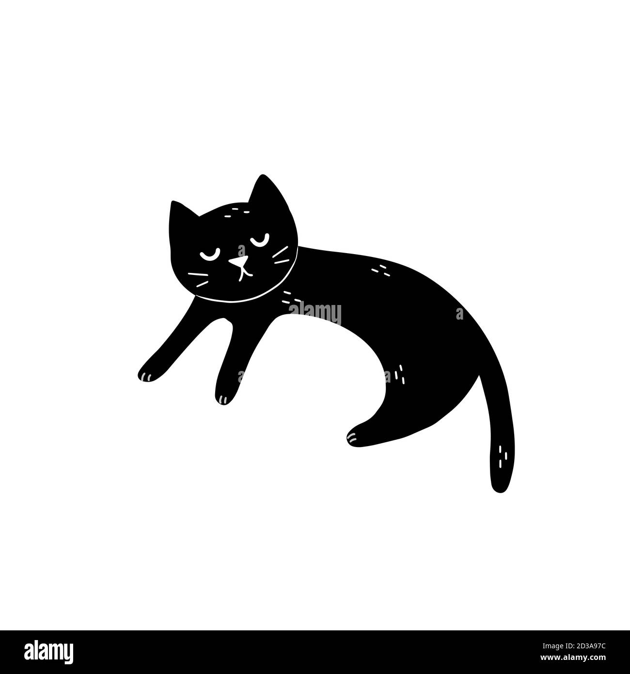 Mignon Dormir Noir Chat Element Isole Caractere Felin Imprime Amusant Pour Enfant Image Vectorielle Stock Alamy