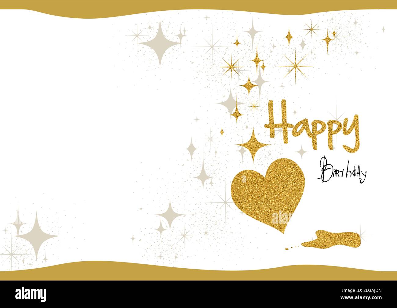 Carte d'anniversaire avec paillettes dorées et coeur Illustration de Vecteur