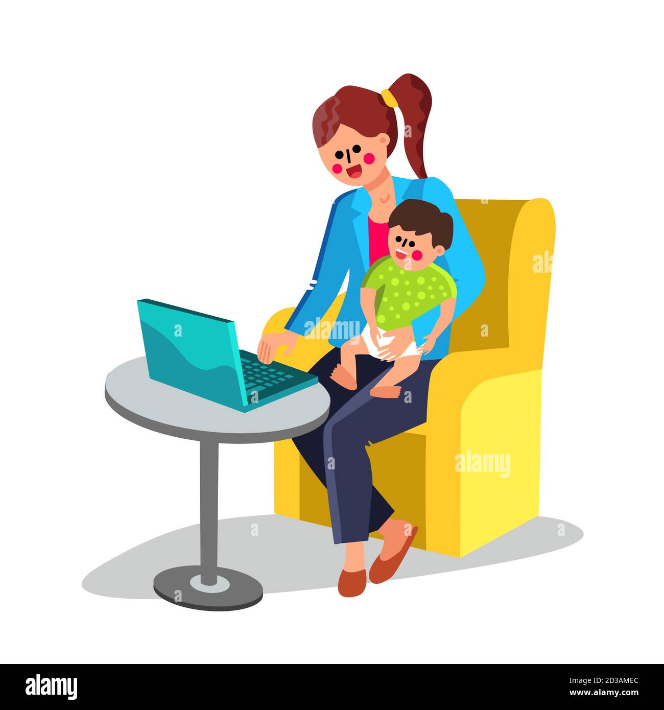 Mère d'affaires avec vecteur de travail bébé en stock Illustration de Vecteur