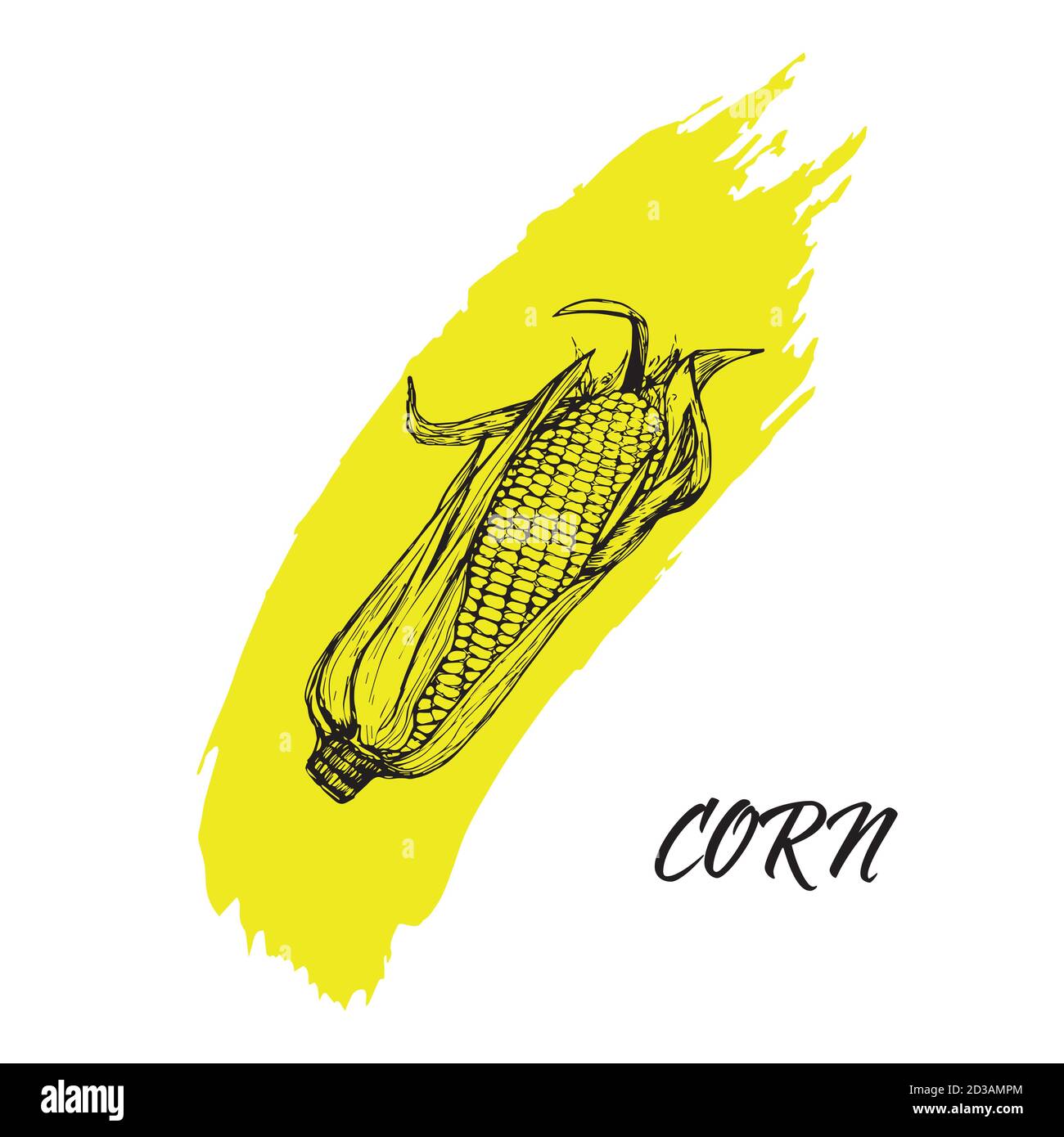 Un imprimé de coupe de maïs ou un gravage vintage doux aux oreilles de maïs illustration du style Illustration de Vecteur