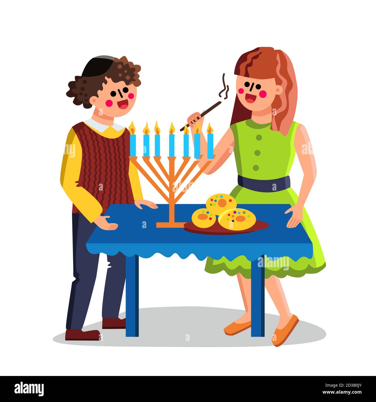 Hanoukkah Jewish Holiday Celebrate couple Illustration vectorielle Illustration de Vecteur