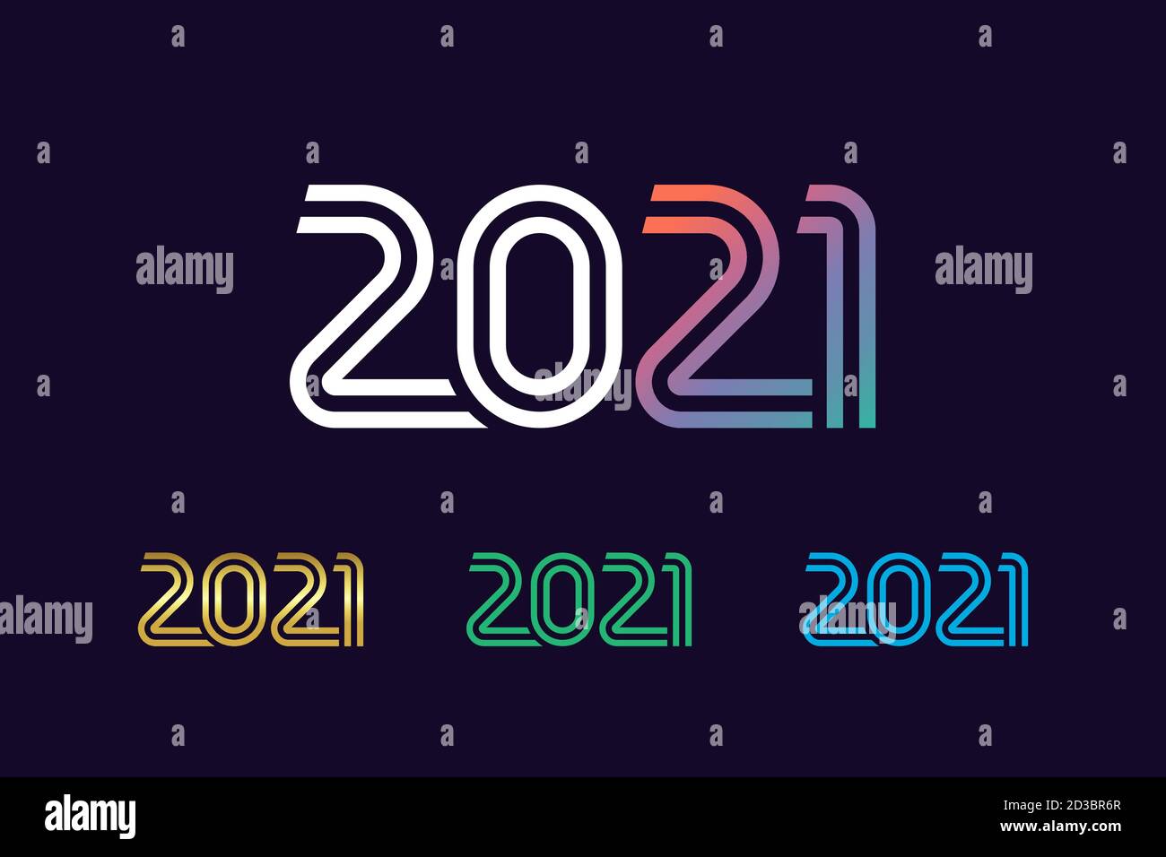 2021 logo de calendrier en style art de ligne. 20 et 21 numéros dans le style minimaliste Joyeux Noël et Bonne Année. Modèle de conception graphique Web isolé Illustration de Vecteur