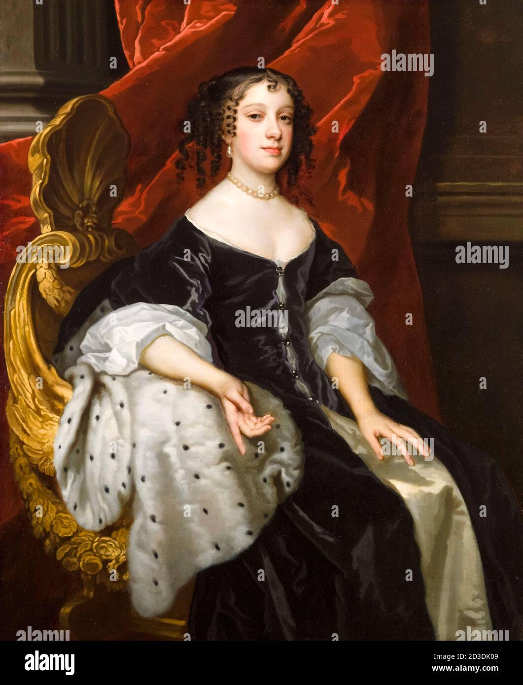 Catherine de Braganza (1638-1705), reine Consort d'Angleterre, portrait peint par après Peter Lely, vers 1665 Banque D'Images