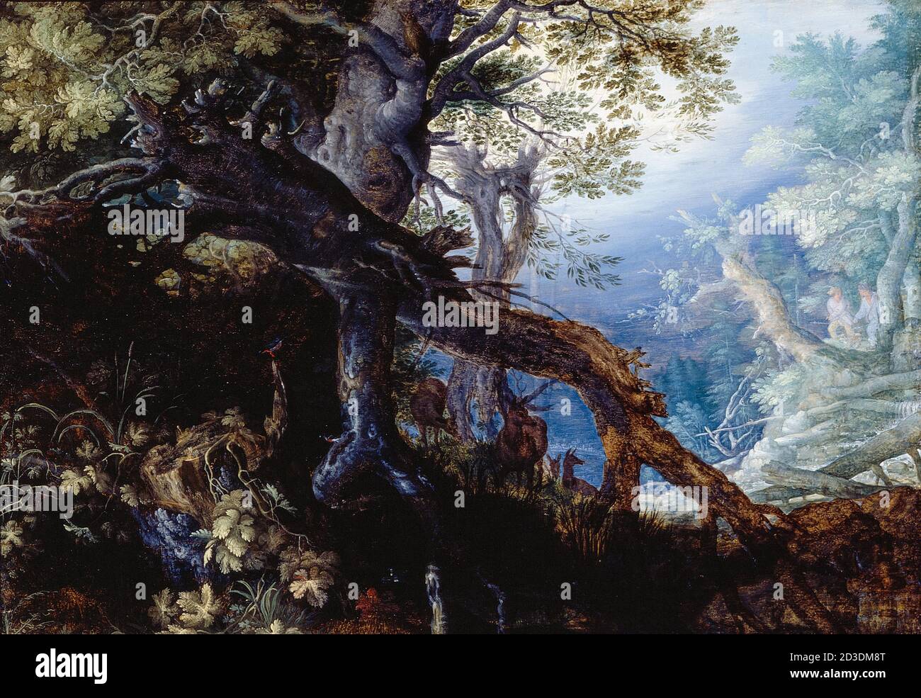 Forêt avec cerf, paysage peint par Roelant Savery, 1608-1610 Banque D'Images