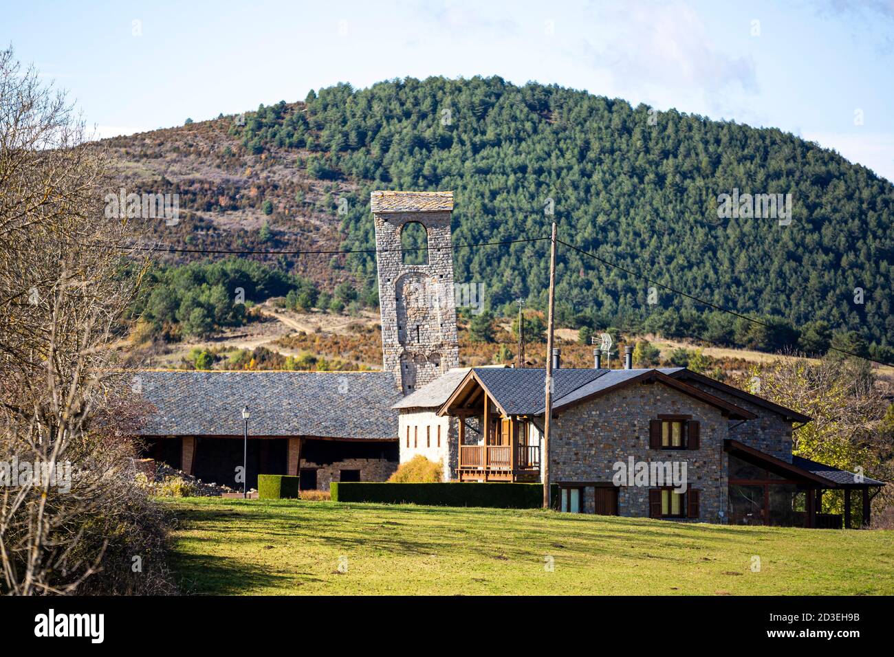 Église Santa eugenia, Cerdanya. Banque D'Images