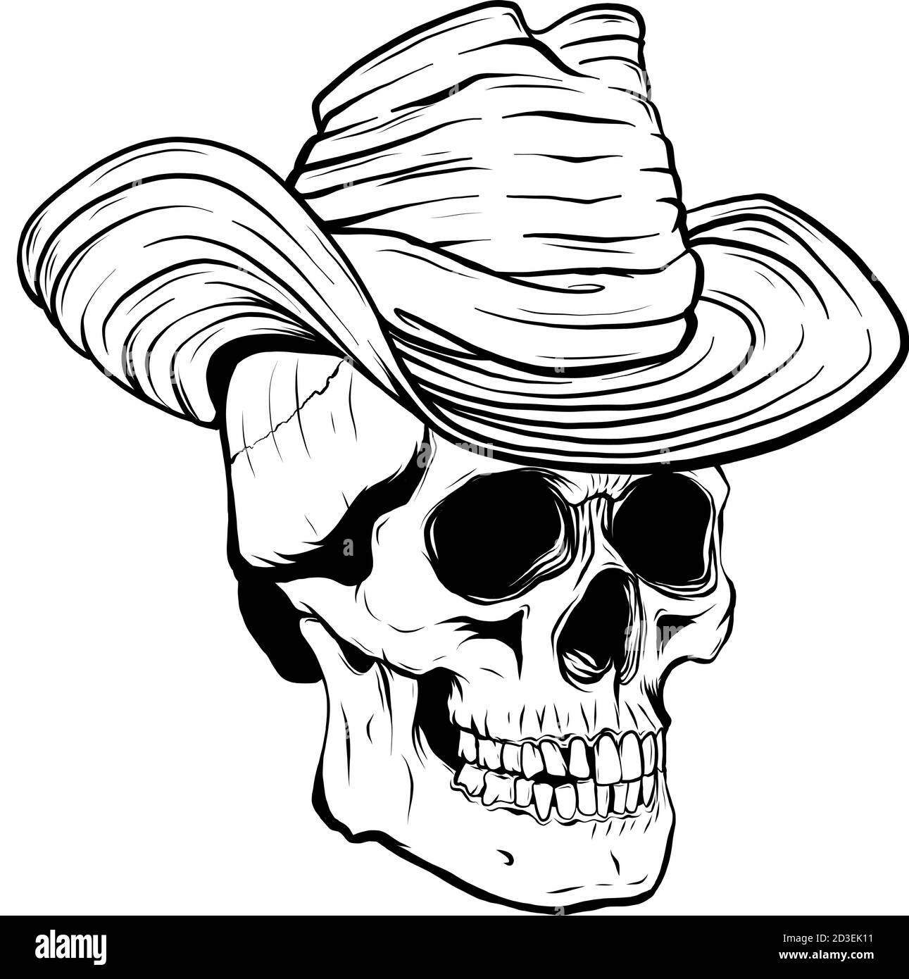 Illustration vectorielle du crâne de Cowboy avec chapeau Illustration de Vecteur