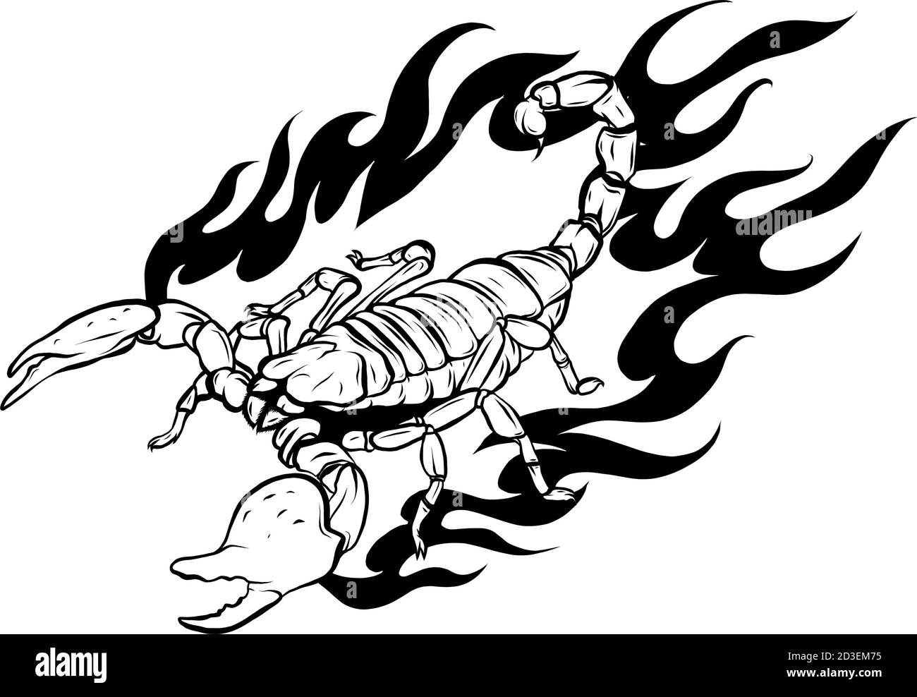 Ce scorpion avec motif d'illustration de vecteur de feu Illustration de Vecteur