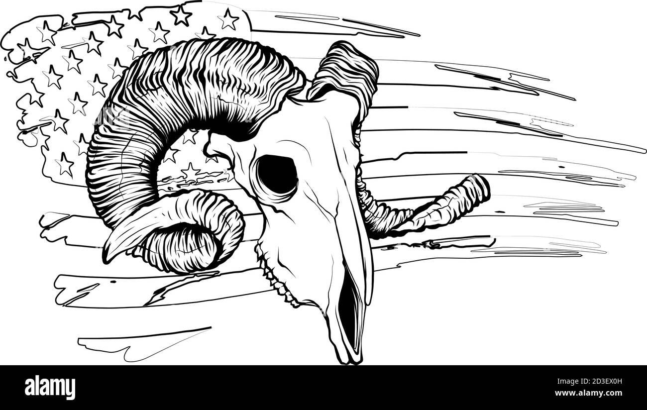 Illustration de la tête de chèvre avec illustration du vecteur drapeau america Illustration de Vecteur
