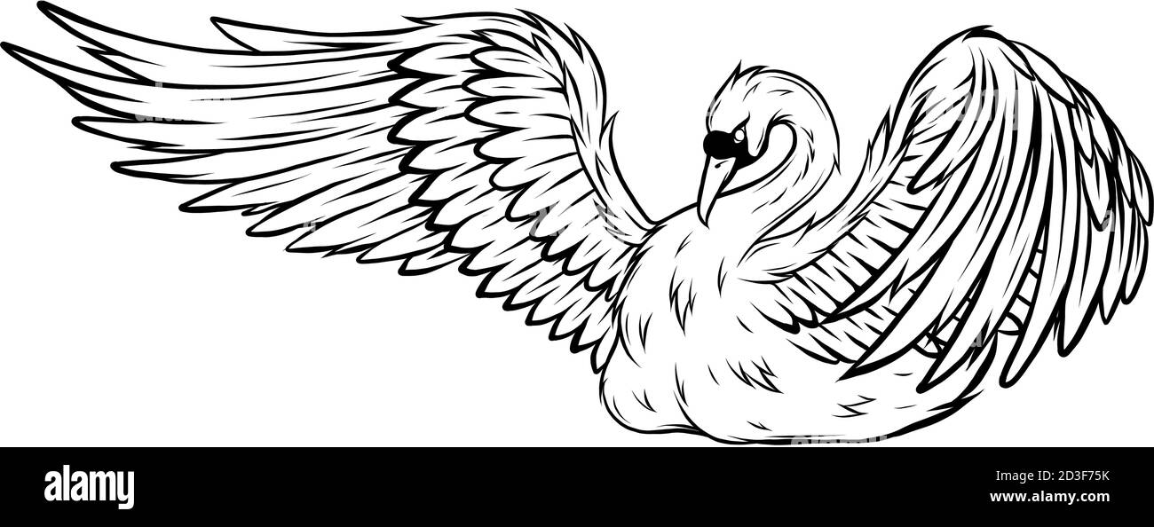 Swan en style gravure. Illustration vectorielle, isolée, groupée, fond transparent Illustration de Vecteur