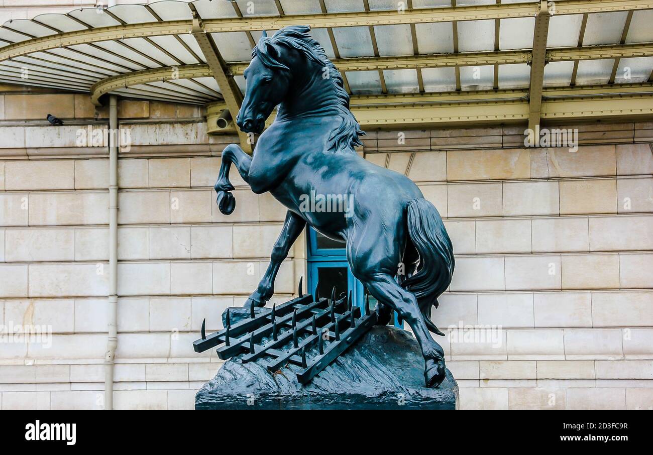 Statue de cheval en face du musée d'Orsay à Paris. France Banque D'Images