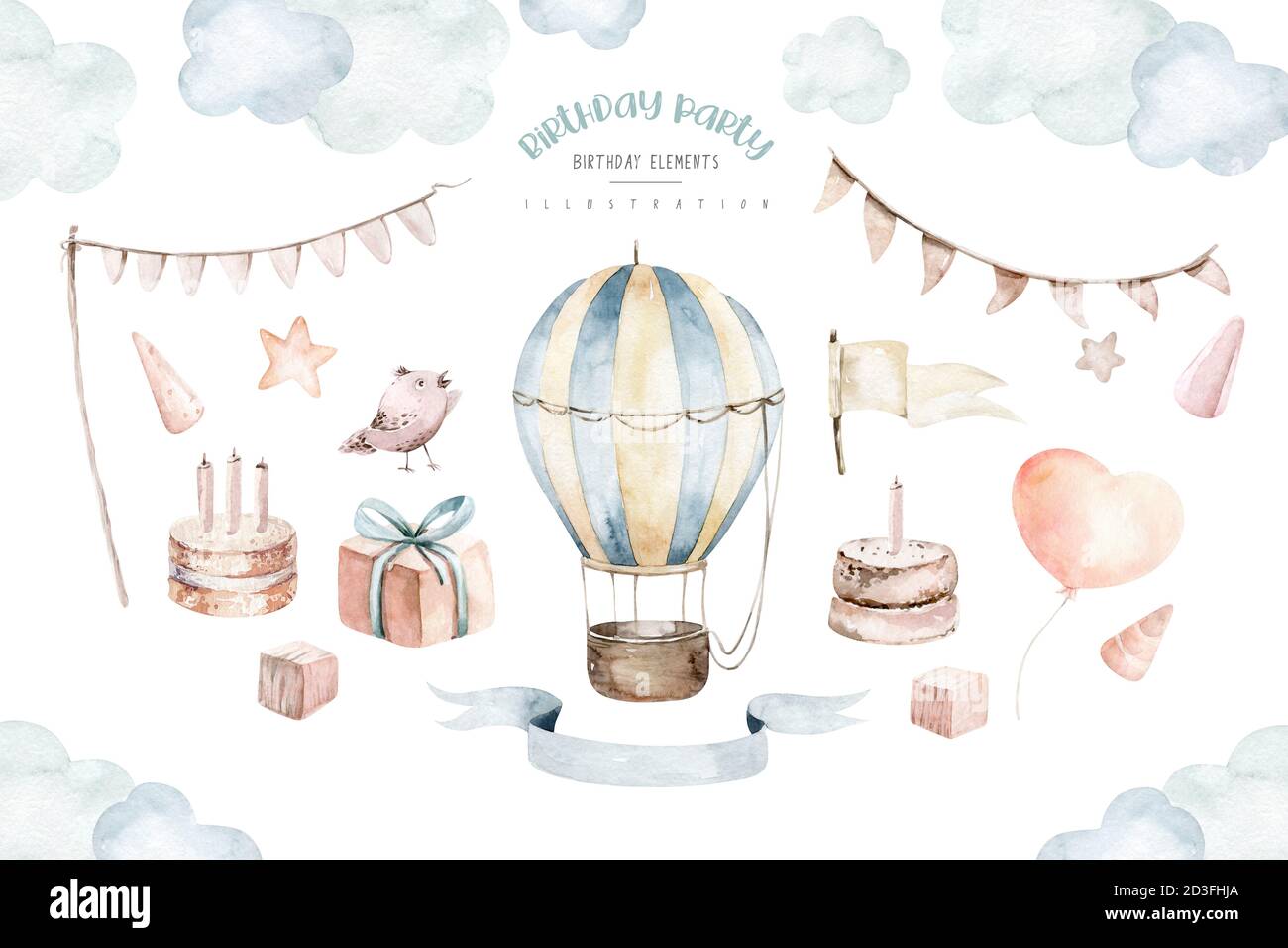 Dessin Anime Ballons Air Fete D Anniversaire Illustrations Dessin Main Bebe Douche Air Ballon Enfants Vetements De Pepiniere Mode Design Carte D Invitation D Anniversaire Photo Stock Alamy