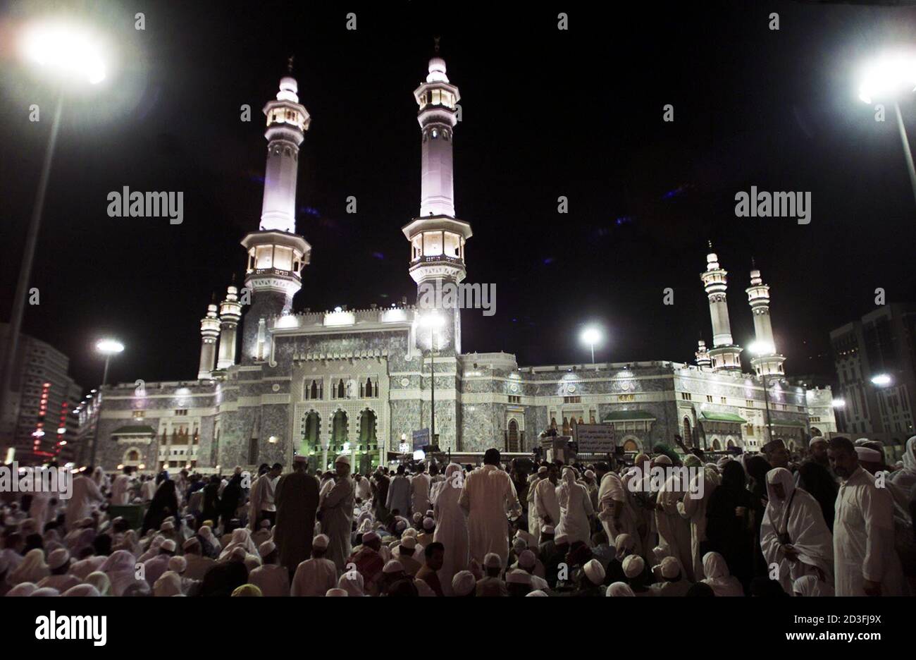 Muslims Gather In Front Of The Main Entrance King Abdul Aziz Gate Of The Haram Or Grand Mosque In Mecca During The Early Hours Of February 02 For Their Sunrise Prayer