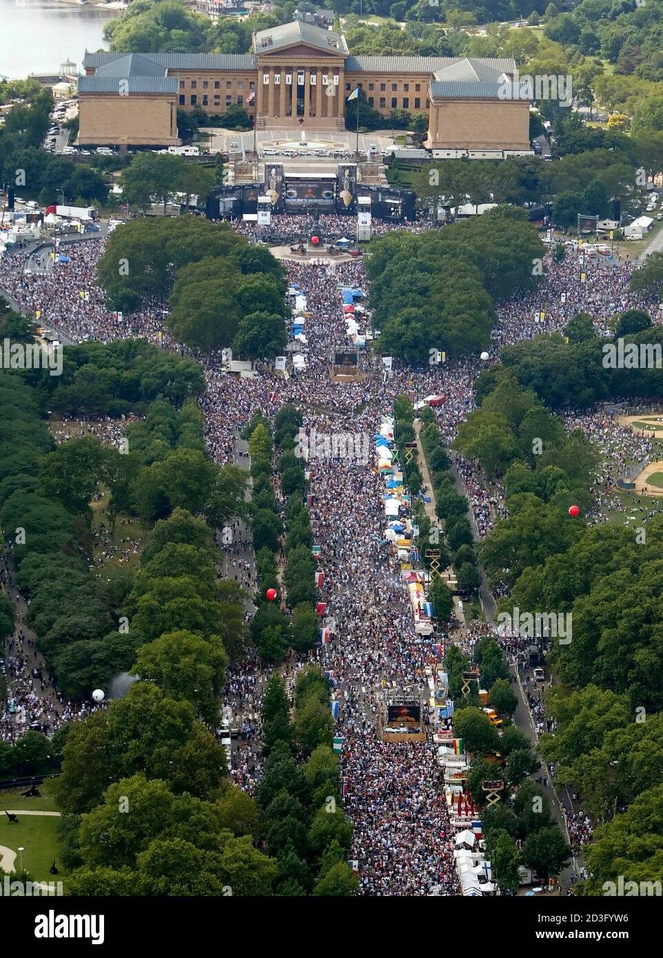 An aerial view of the Live 8 concert in Philadelphia July 2, 2005 