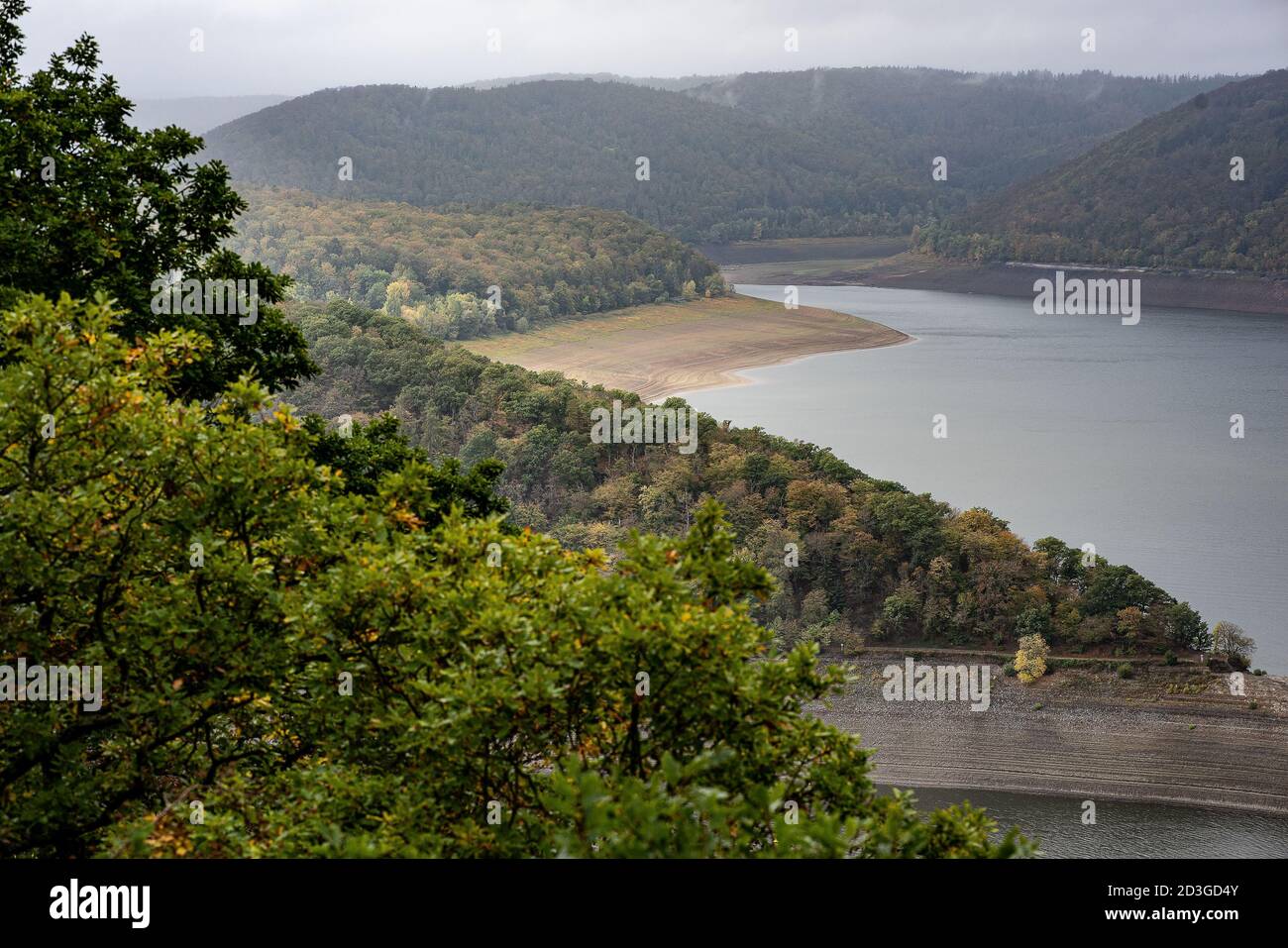 Waldeck, Allemagne. 08 octobre 2020. Vue sur l''Edersee dans le parc national de Kellerwald-Edersee. La ministre de l'Environnement de Hesse, Priska Hinz (Verts), a annoncé l'agrandissement du parc national de Kellerwald-Edersee. Le parc national est situé dans le quartier nord de Hessian, à Waldeck-Frankenberg. Credit: Swen Pförtner/dpa/Alay Live News Banque D'Images