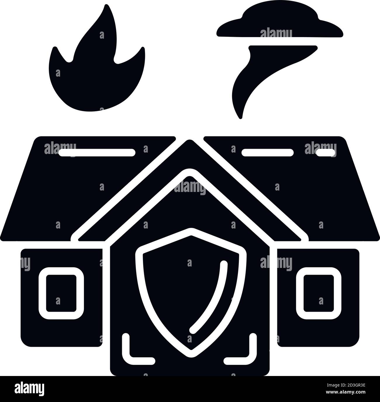 Icône de glyphe noir d'abri d'urgence Illustration de Vecteur