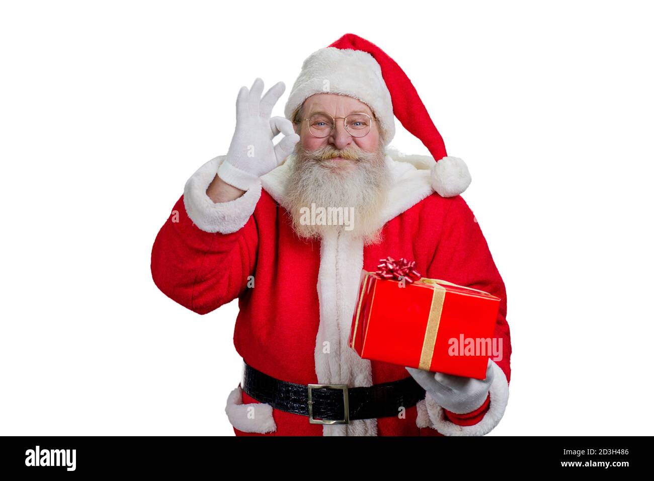 Portrait du Père Noël avec geste ok. Banque D'Images