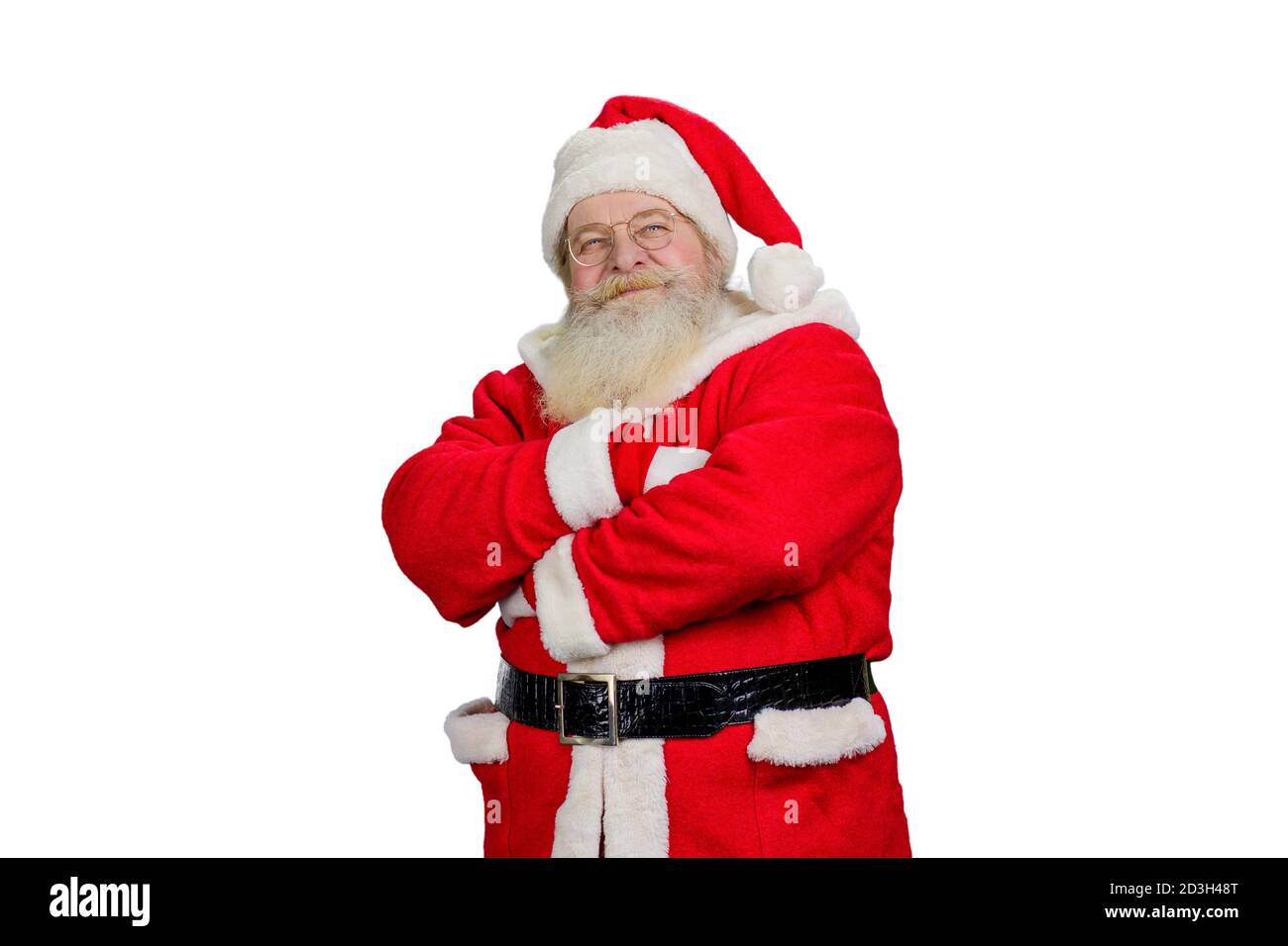 Joyeux Père Noël avec bras croisés. Banque D'Images