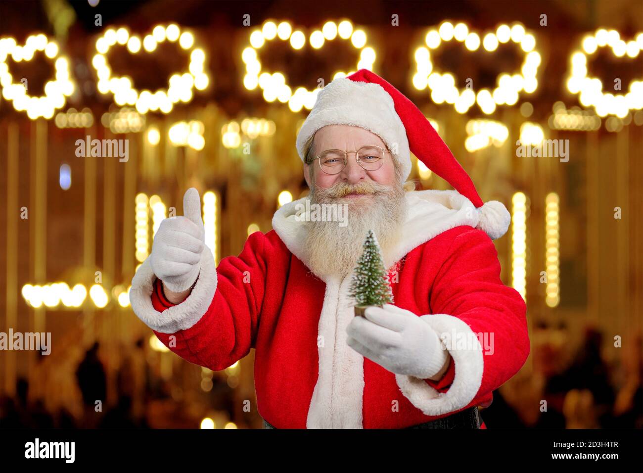 Salutation du nouvel an par le Père Noël. Banque D'Images