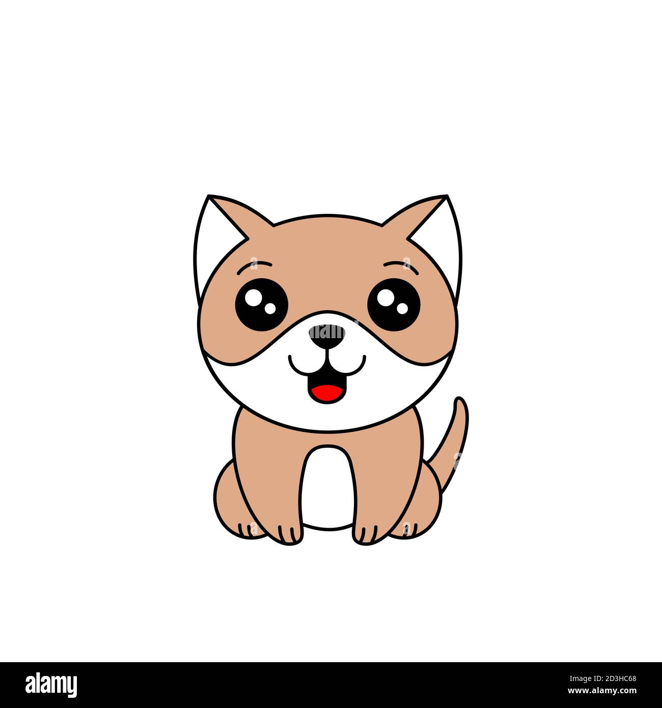 Chien Mignon Assis Et Souriant Bulldog Ou Pit Bull Tricolore Un Chiot De Style Kawaii Joli Personnage De Dessin Anime Avec Contour Adorable Chien De Bebe Vecteur Image Vectorielle Stock Alamy