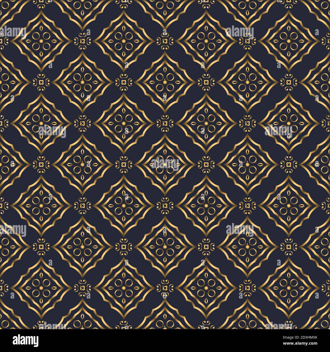Motif tourbillon. Décoration or et bleu marine sans couture. Effet 3D Illustration de Vecteur