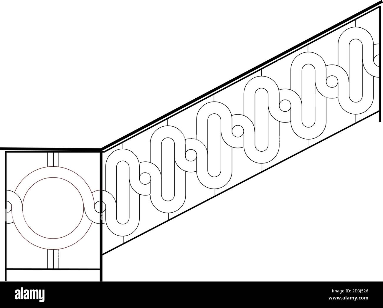 CROQUIS d'éléments métalliques forgés avec ornements anciens. La forge artistique appartient à la catégorie de la main-d'oeuvre. Curl sur fond blanc. Clôture, escalier Illustration de Vecteur