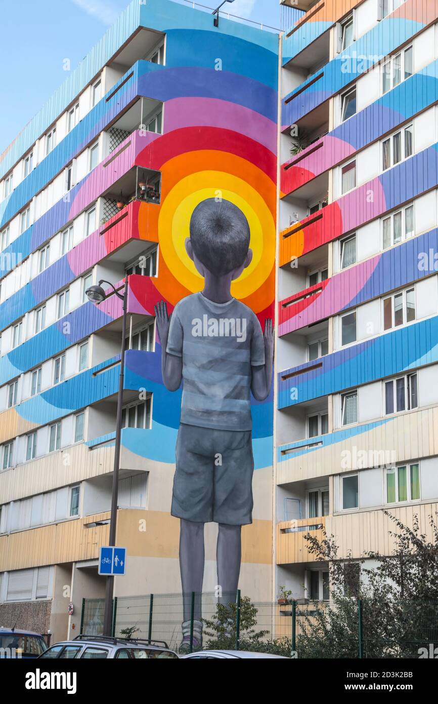 LE 13ÈME QUARTIER EN PLEIN AIR MUSÉE D'ART DE LA RUE À PARIS Banque D'Images